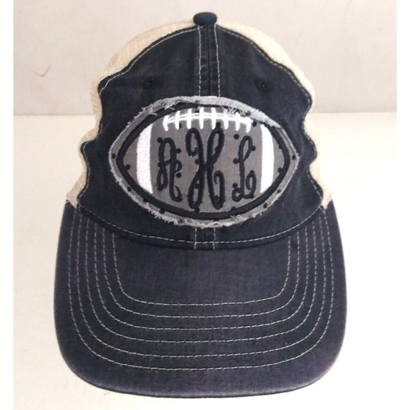 AHL Monogramed Football Unisex Embroidered Patch Adjustable Baseball Cap - Picture 2 of 7